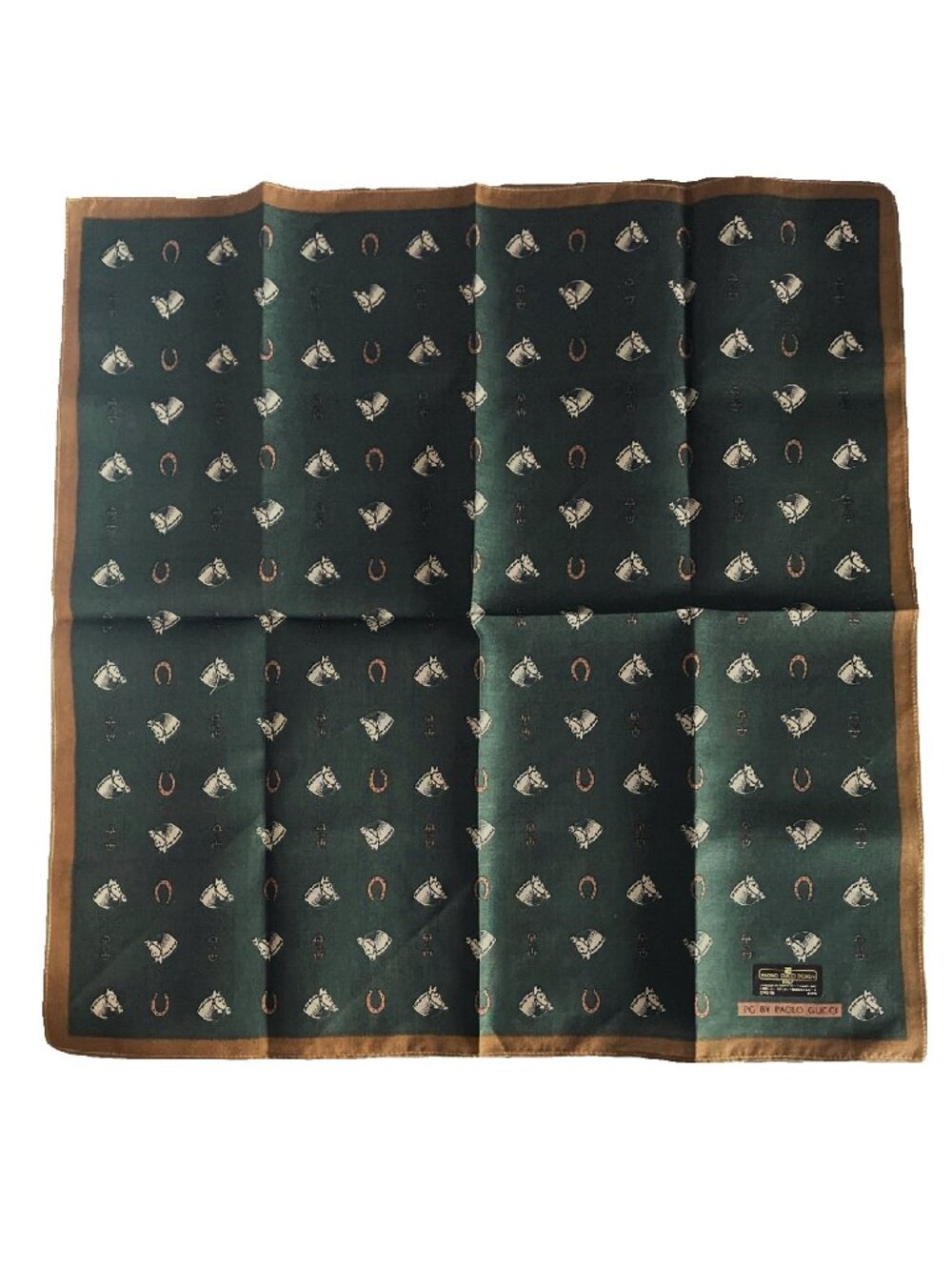 Vintage Paolo Gucci Design Horse Head Equestrian Cotton Scarf NWT